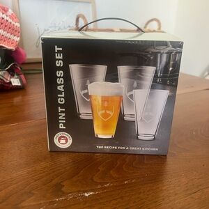 Football Pint Glass Set - Clear